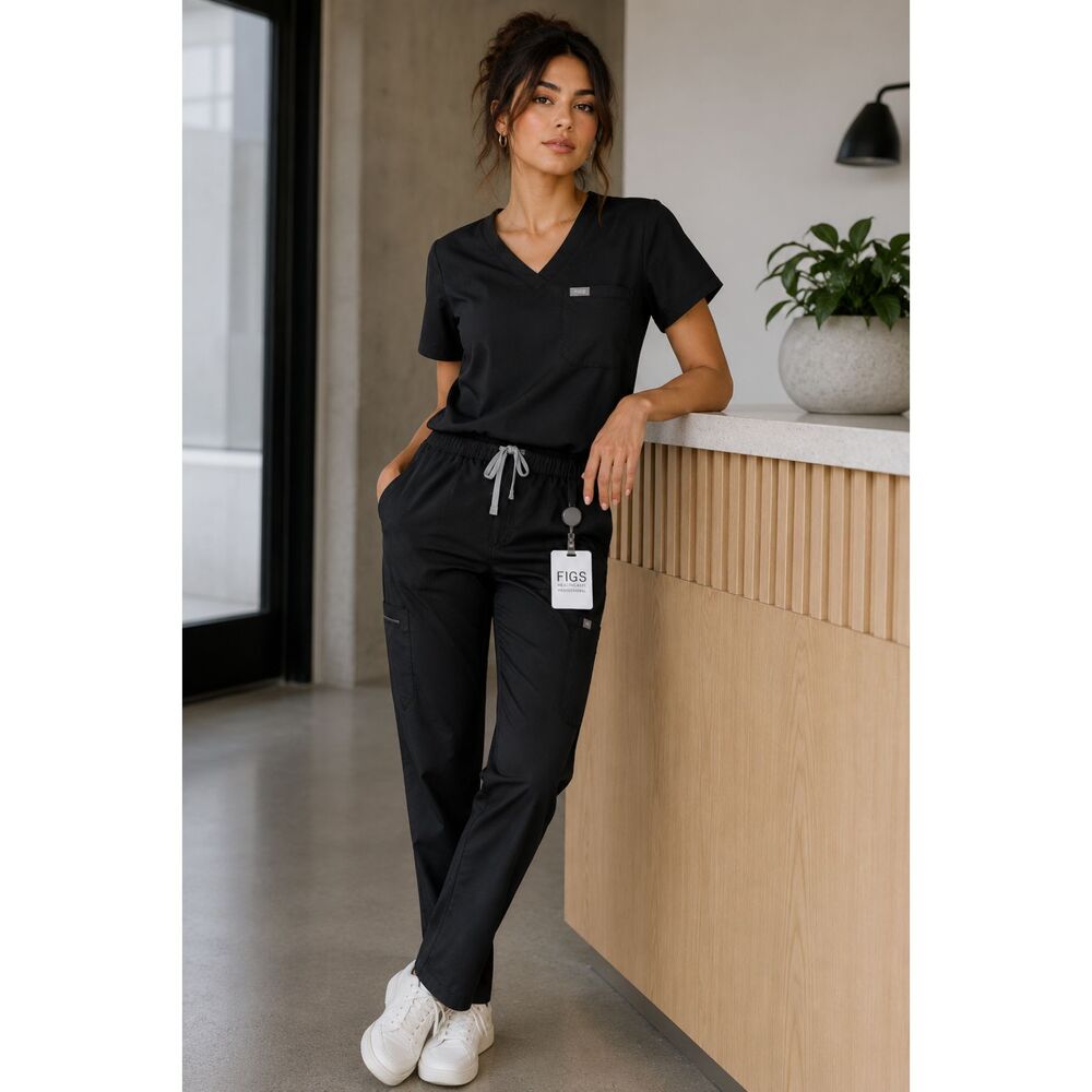 FIGS Technical Collection Black Kade Scrub Pants Trousers   Women's Size Large